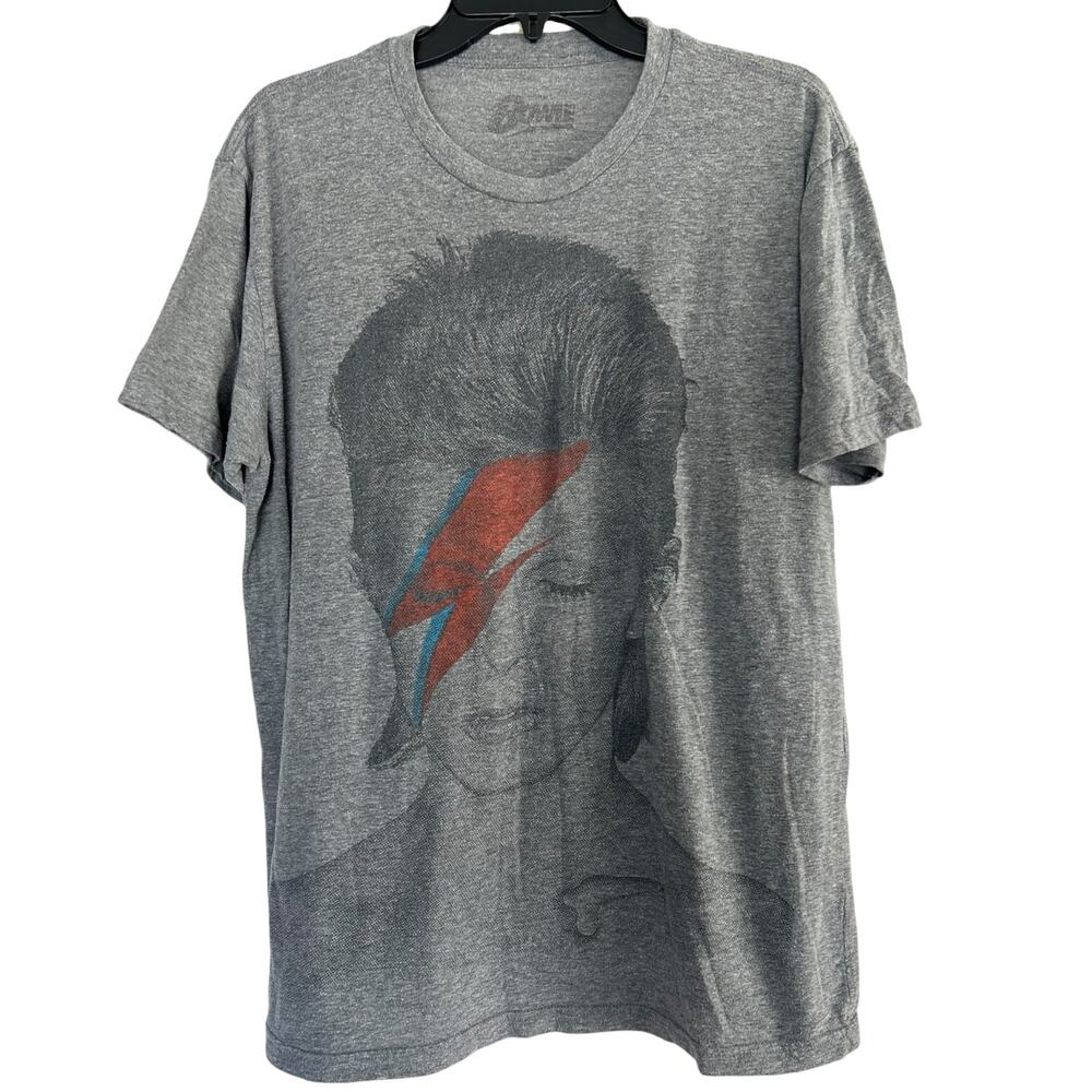 David Bowie Aladdin Sane Lightning Bolt Graphic Band T-Shirt Gray M